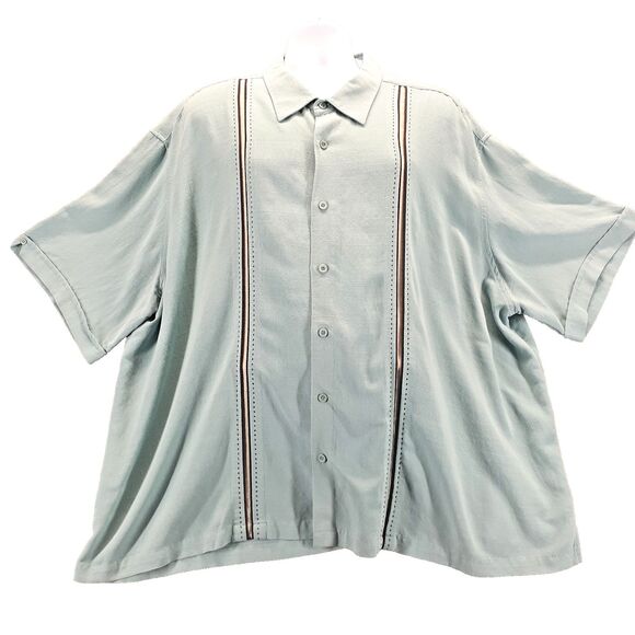 Cubavera Mens Stripped Rayon Blend Button Front Casual Shirt Size 4X Light Blue - Picture 1 of 7